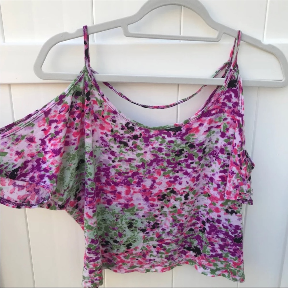 Patterned Cold Shoulder Shirt